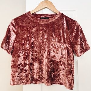 PINK VELVET CROP TOP